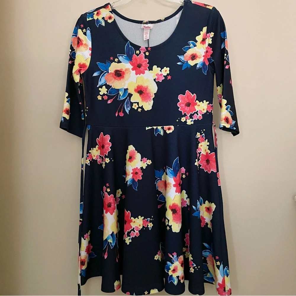 Justice Navy and Multicolor Floral Dress